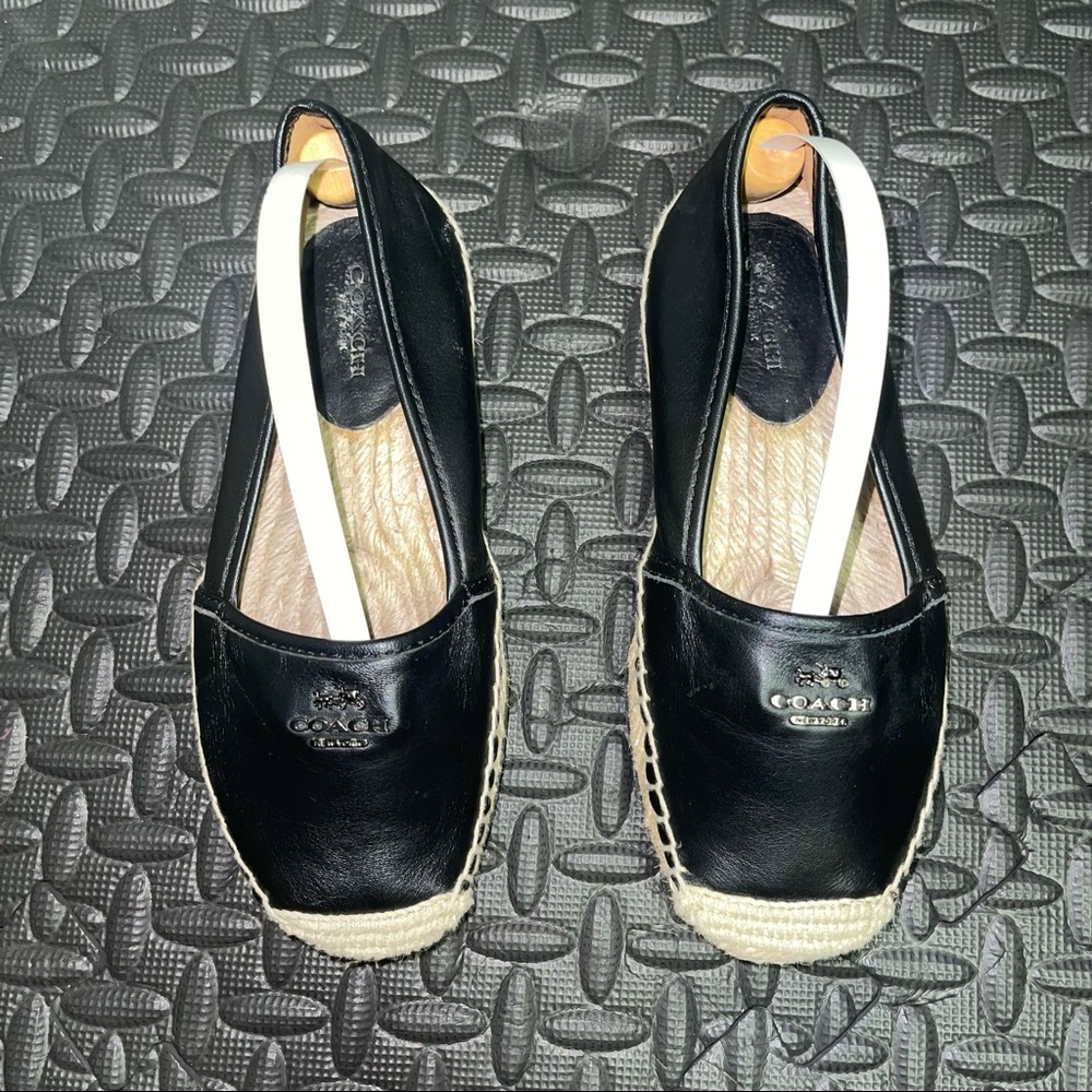 Coach Leather Espadrilles Flats Black Leather Size 6 - Picture 2 of 9